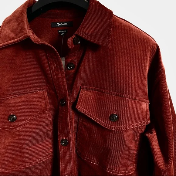Madewell Corduroy Twill Oversized Shirt Jacket In Orange Size M NWT - Picture 12 of 15